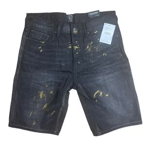 PRPS Challenger Straight Leg Shorts With Gold Paint Denim Jeans‎ Mens Size 32